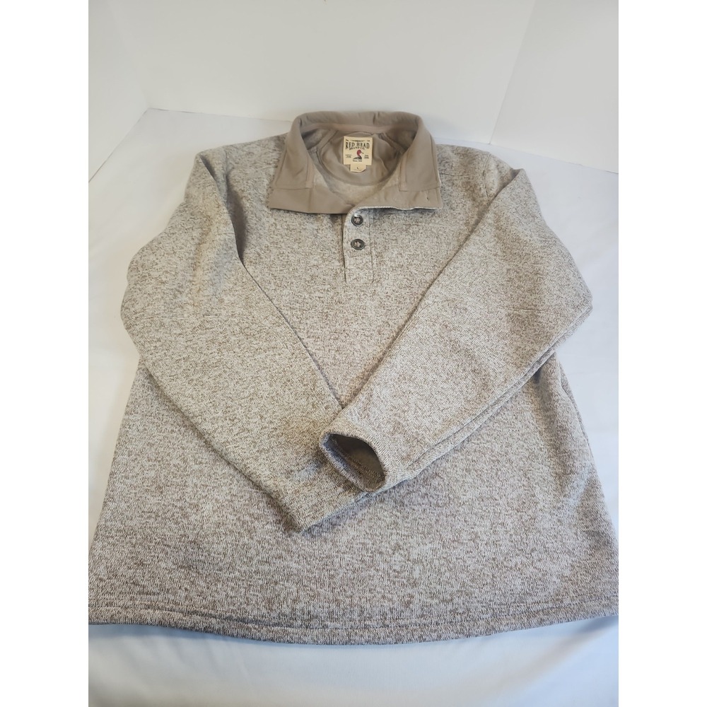 Red Head‎ Brand Co Womens Brown Knit Fleece Button Down Collar Size Large